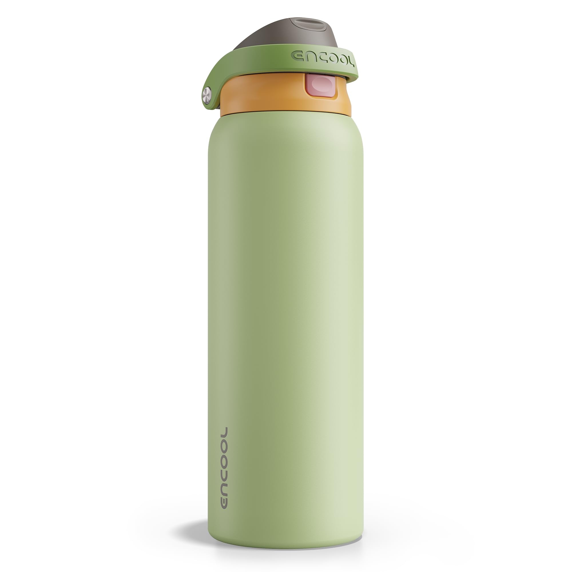 ENCOOL Leakproof Insulated Water Bottle with Straw Dual-Sip Water Bottle Bag-Safe Design for Work, Commute & Gym – Keeps Drinks Cold All Day, 24 oz, Powder Blue