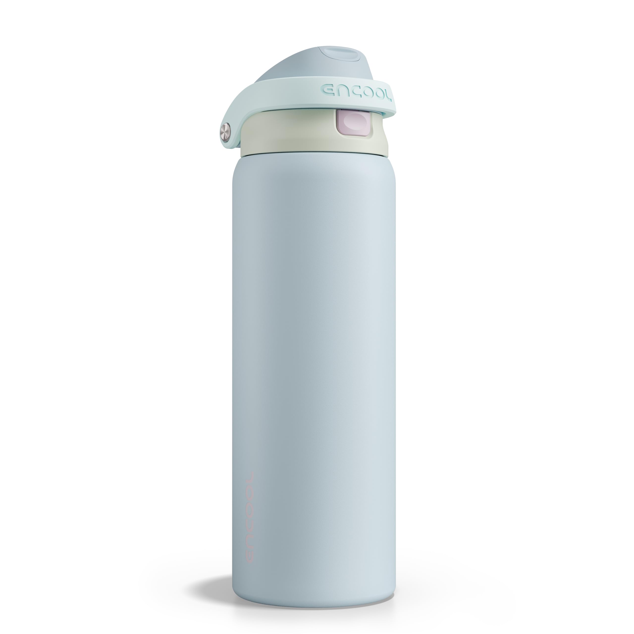 ENCOOL Leakproof Insulated Water Bottle with Straw Dual-Sip Water Bottle Bag-Safe Design for Work, Commute & Gym – Keeps Drinks Cold All Day, 24 oz, Powder Blue