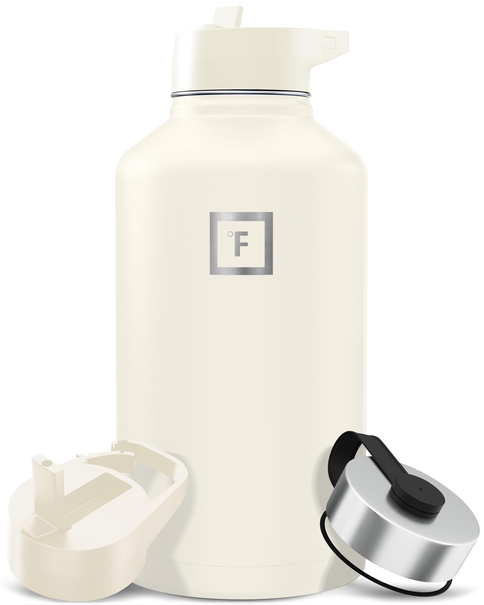 IRON °FLASK Camping & Hiking Hydration Flask with Straw, Wide Mouth Insulated Stainless Steel Sports Water Bottle - 40 oz Blue Waves