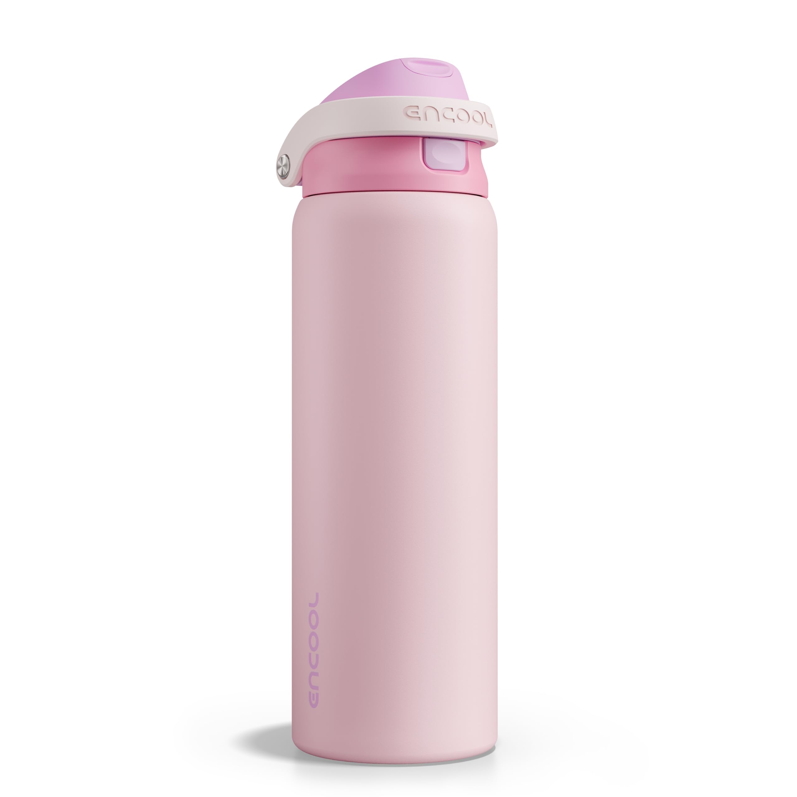 ENCOOL Leakproof Insulated Water Bottle with Straw Dual-Sip Water Bottle Bag-Safe Design for Work, Commute & Gym – Keeps Drinks Cold All Day, 24 oz, Powder Blue