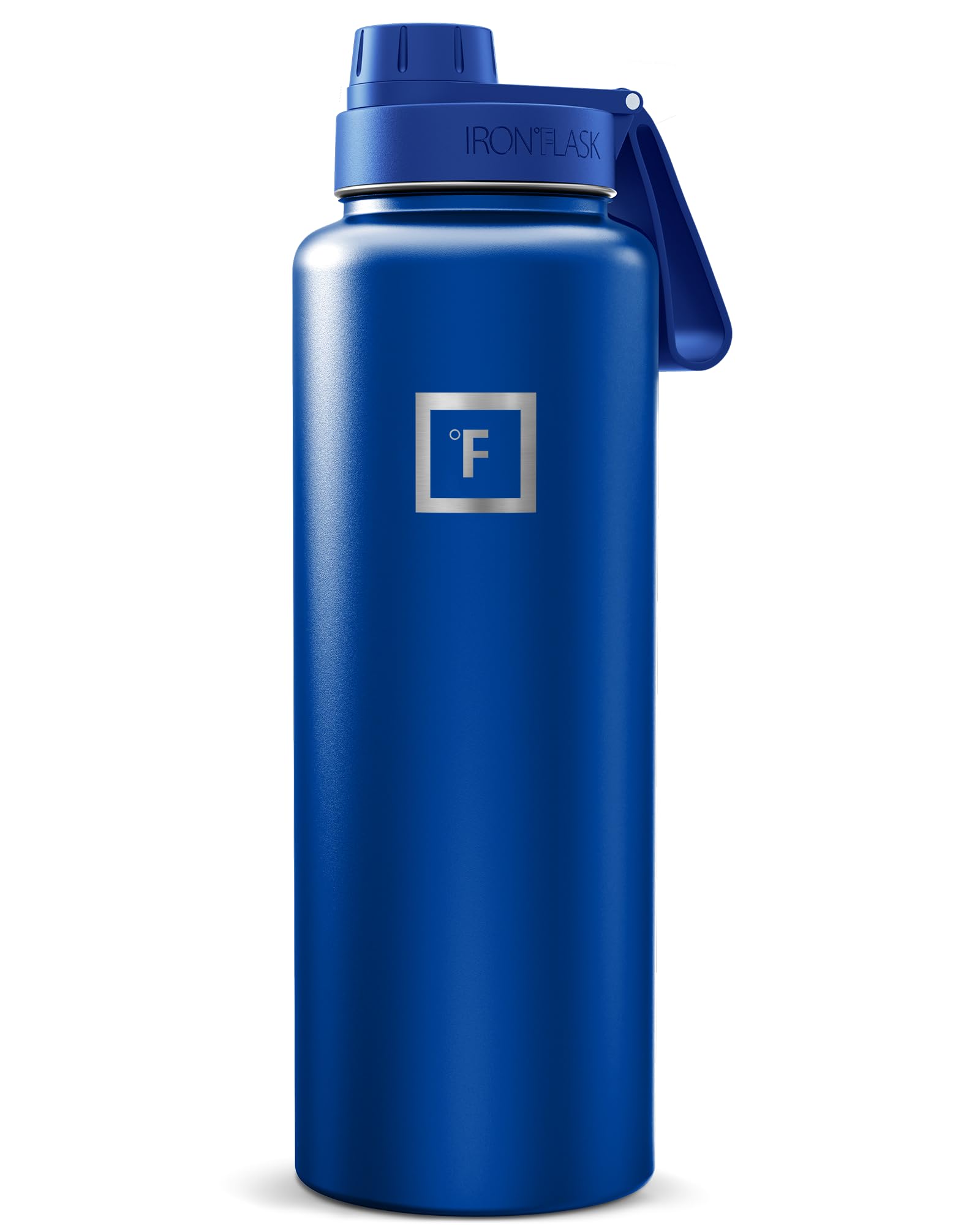 IRON °FLASK Camping & Hiking Hydration Flask with Straw, Wide Mouth Insulated Stainless Steel Sports Water Bottle - 40 oz Blue Waves