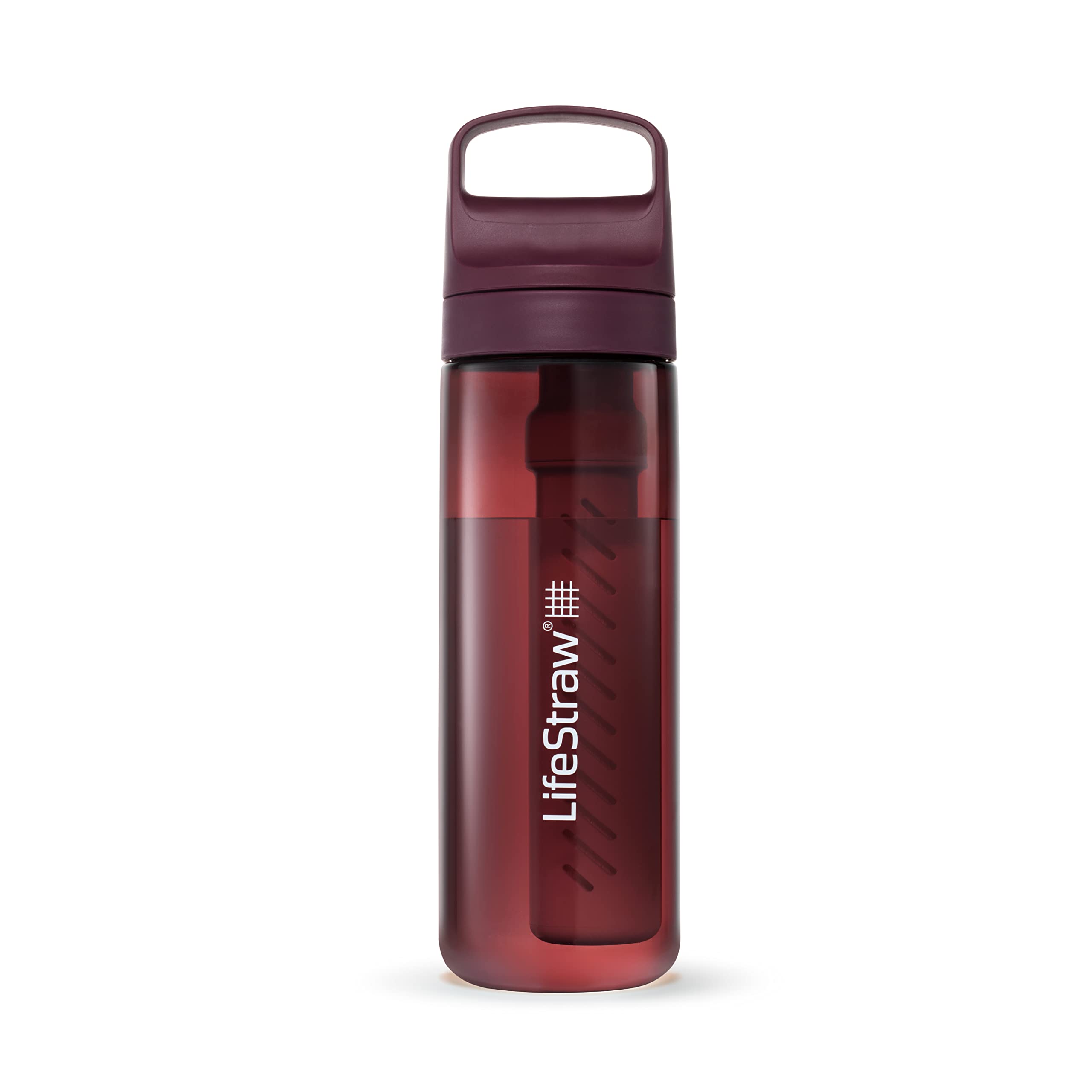 LifeStraw Go Series, BPA-Free Water Bottle for Travel and Everyday Use Removes Bacteria, Parasites, Microplastics, Improves Taste, 22oz 2-Pack; Icelandic Blue and Aegean Sea