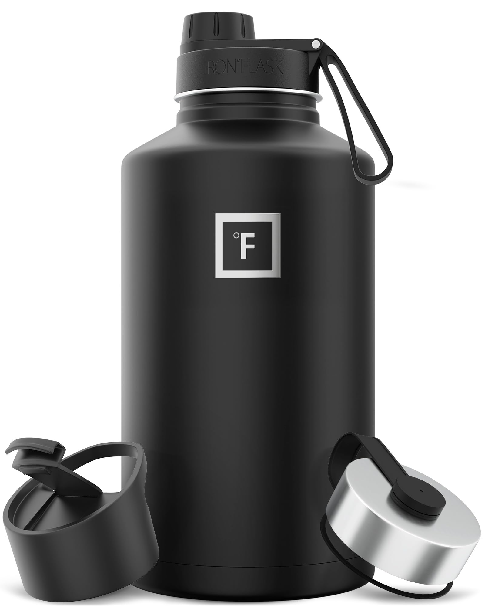 IRON °FLASK Camping & Hiking Hydration Flask with Straw, Wide Mouth Insulated Stainless Steel Sports Water Bottle - 40 oz Blue Waves
