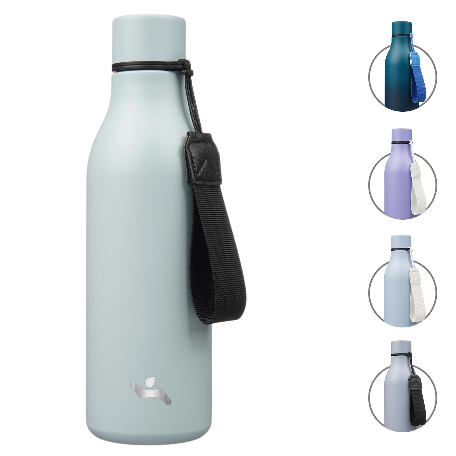 Insulated Water Bottle with Strap,18 oz Double Wall Stainless Steel Vacuum Bottles Metal Water Flask,Candy Blue