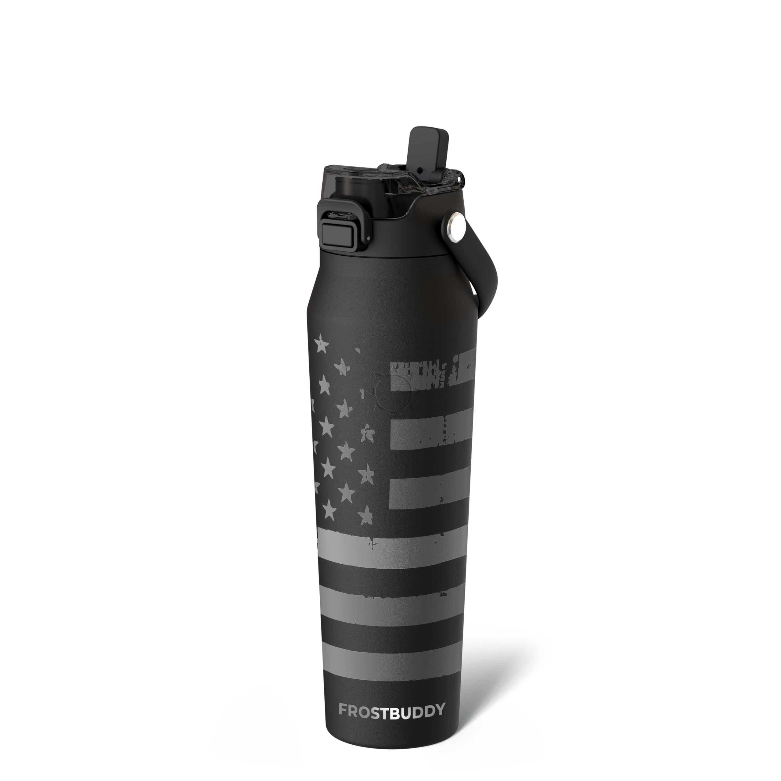 Frost Buddy 16oz Insulated Water Bottle with Straw & Chug Lid | Leak-Proof Stainless Steel | 24-Hours Cold | Sweat-Proof, Cup Holder Friendly | Ideal for Gym, Travel, Sports & Everyday Hydration