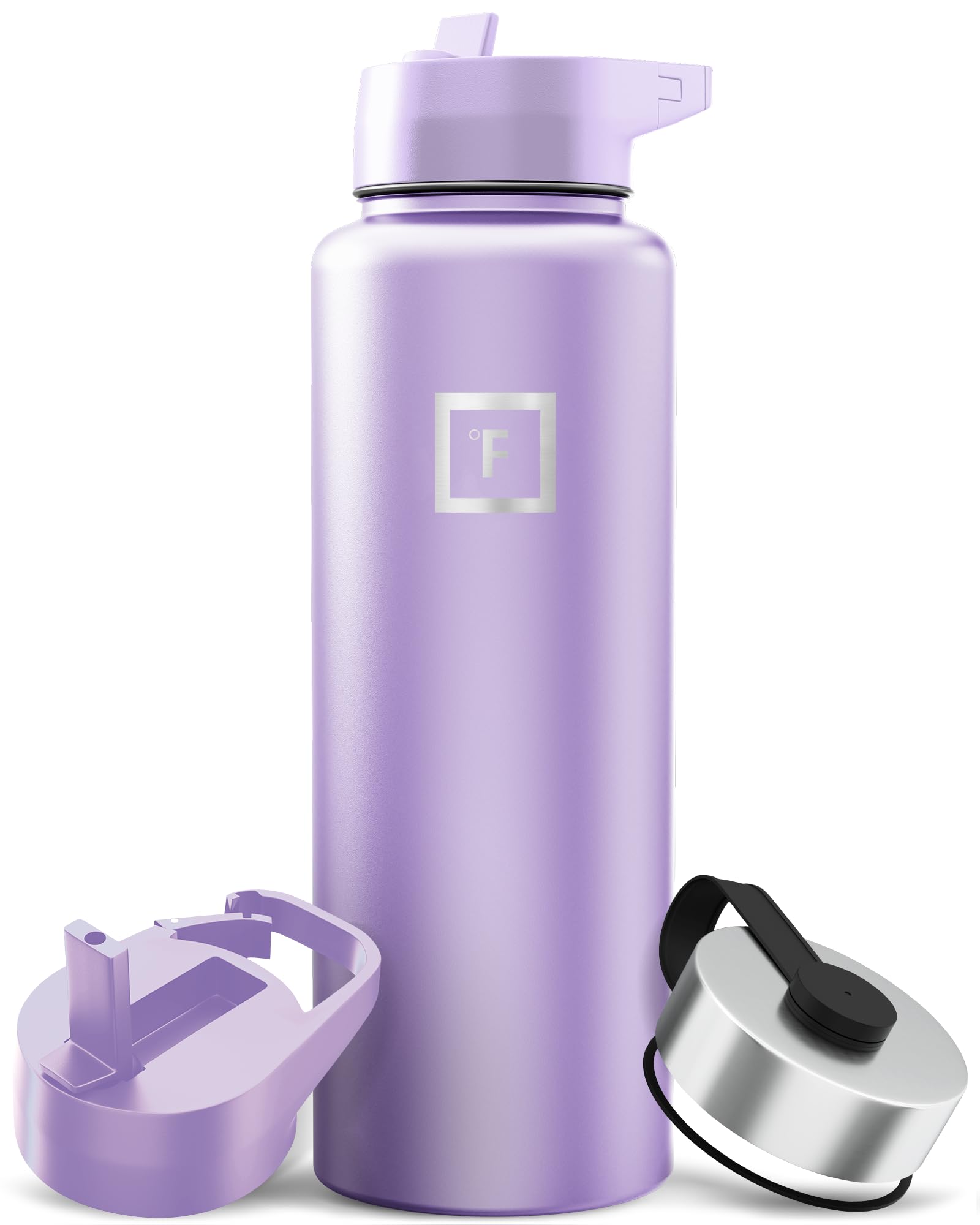 IRON °FLASK Camping & Hiking Hydration Flask with Straw, Wide Mouth Insulated Stainless Steel Sports Water Bottle - 40 oz Blue Waves