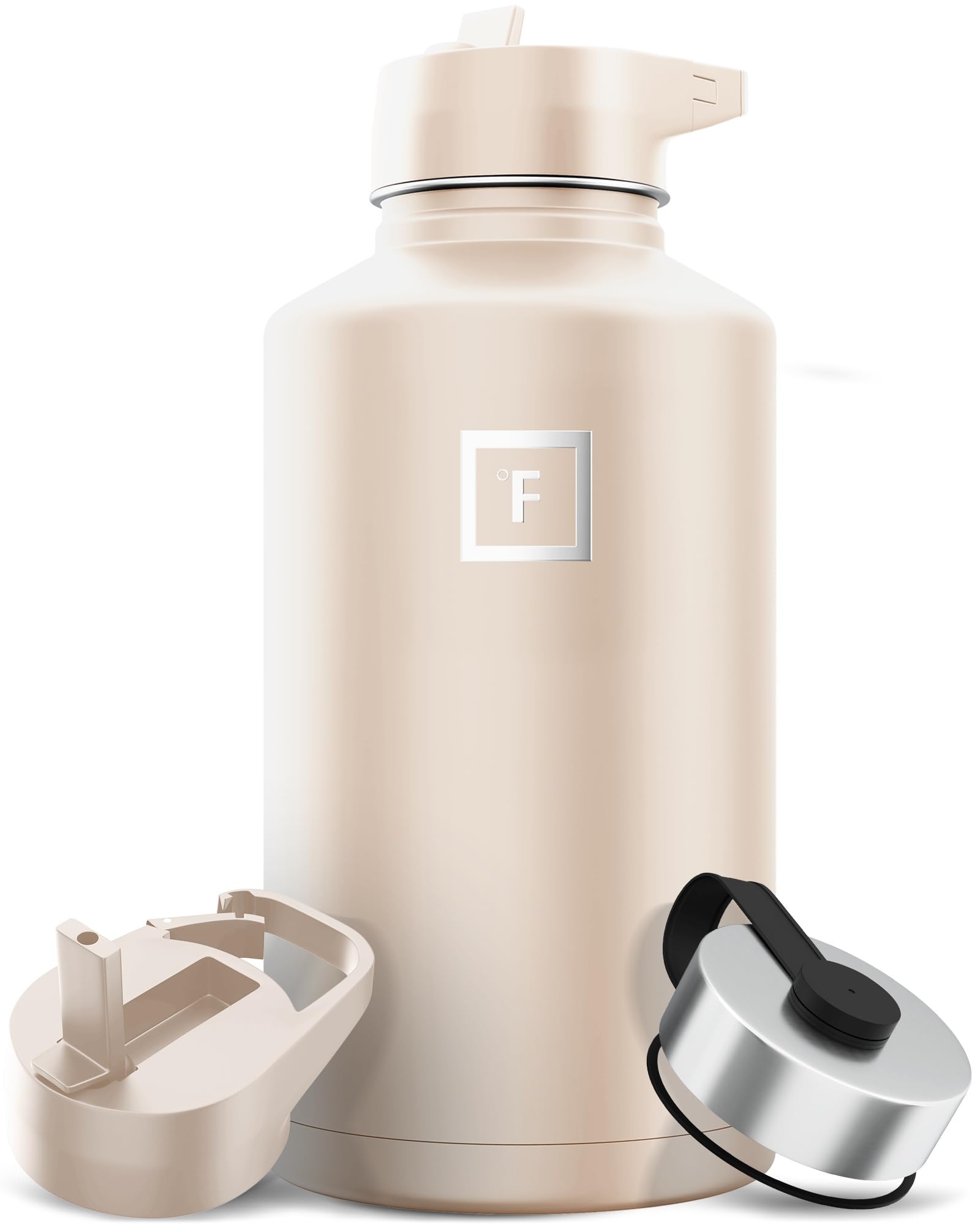 IRON °FLASK Camping & Hiking Hydration Flask with Straw, Wide Mouth Insulated Stainless Steel Sports Water Bottle - 40 oz Blue Waves