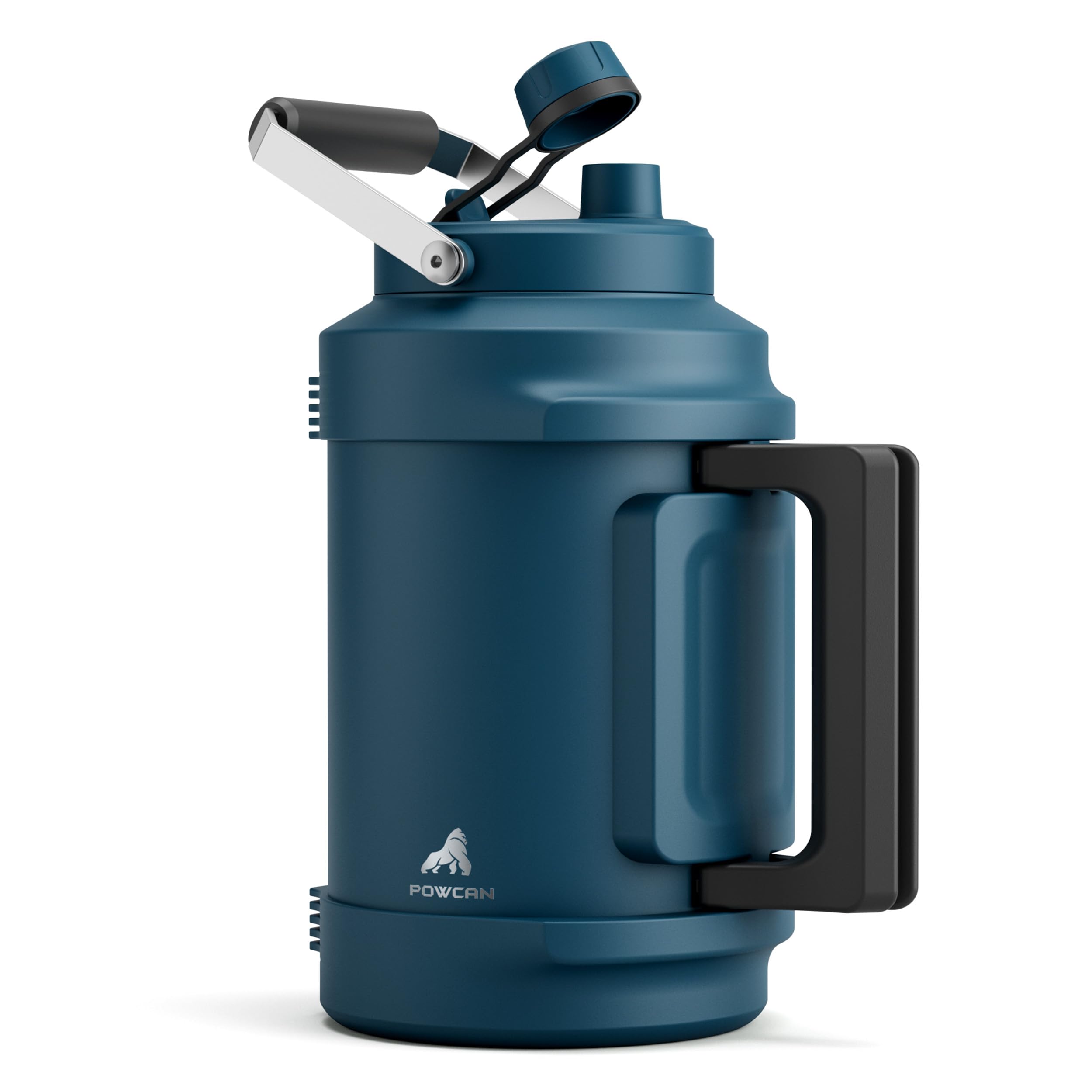 1 Gallon Insulated Water Bottle for Travel: 2-in-1 Straw Spout Lid, Dual Handle, Leakproof, Keep Cold 48H, 128oz Stainless Steel Water Jug for Gym, Biking, Road Trip, Work, Home, Picnic (Midnight)