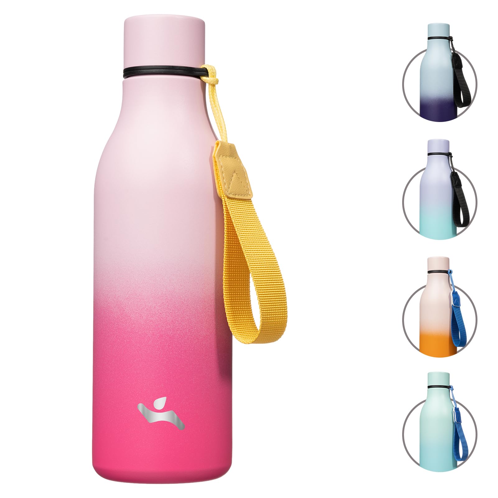 Insulated Water Bottle with Strap,18 oz Double Wall Stainless Steel Vacuum Bottles Metal Water Flask,Candy Blue