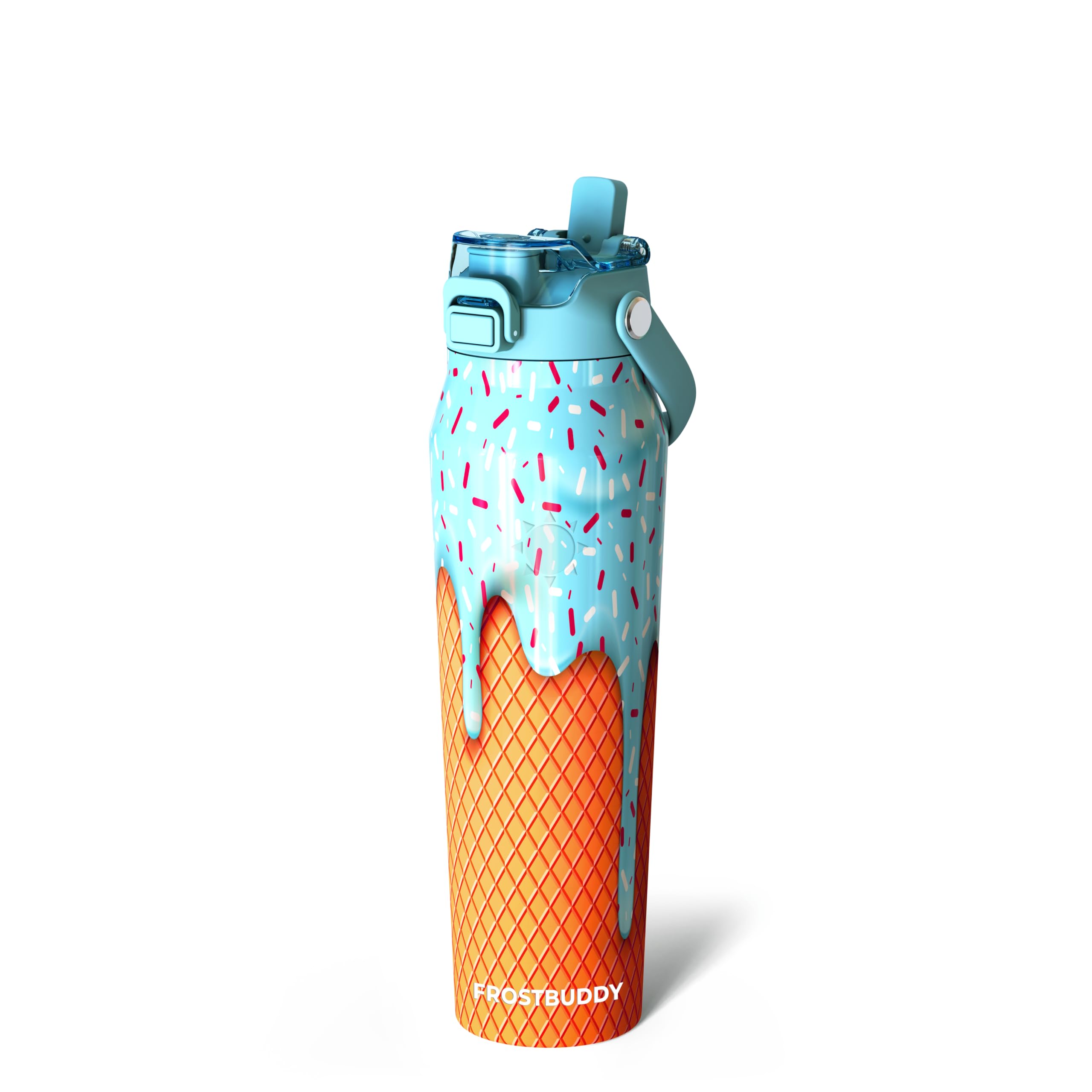 Frost Buddy 16oz Insulated Water Bottle with Straw & Chug Lid | Leak-Proof Stainless Steel | 24-Hours Cold | Sweat-Proof, Cup Holder Friendly | Ideal for Gym, Travel, Sports & Everyday Hydration
