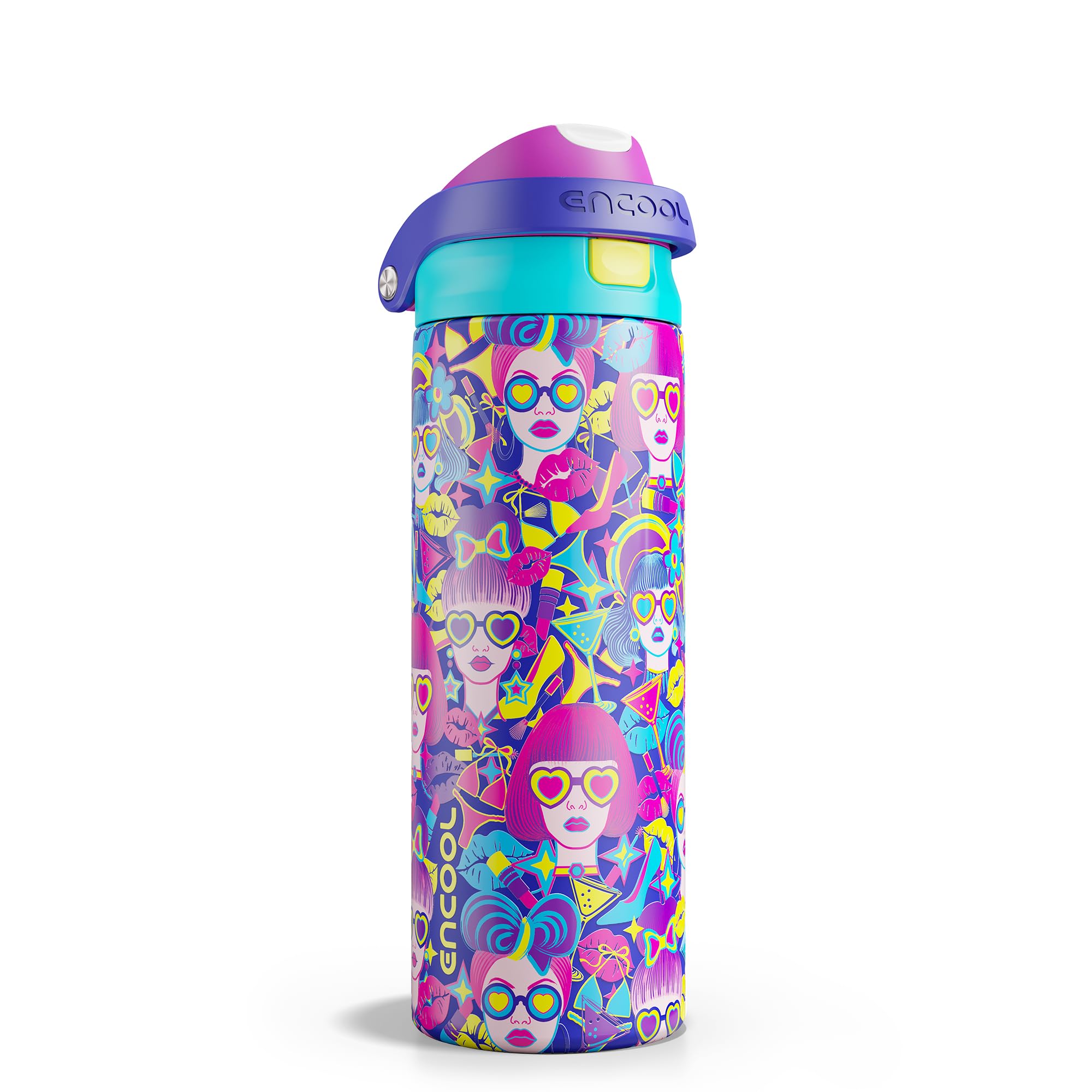 ENCOOL Leakproof Insulated Water Bottle with Straw Dual-Sip Water Bottle Bag-Safe Design for Work, Commute & Gym – Keeps Drinks Cold All Day, 24 oz, Powder Blue