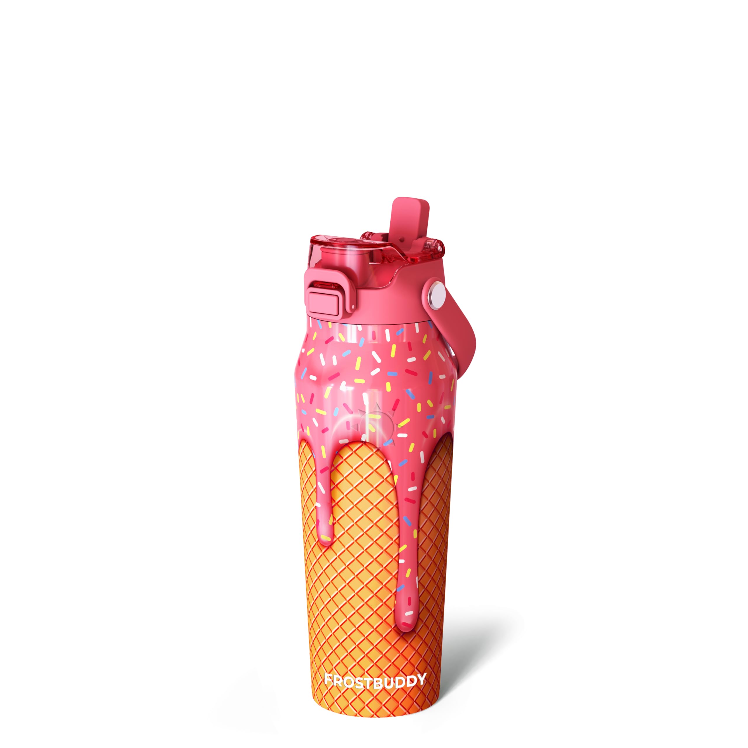 Frost Buddy 16oz Insulated Water Bottle with Straw & Chug Lid | Leak-Proof Stainless Steel | 24-Hours Cold | Sweat-Proof, Cup Holder Friendly | Ideal for Gym, Travel, Sports & Everyday Hydration