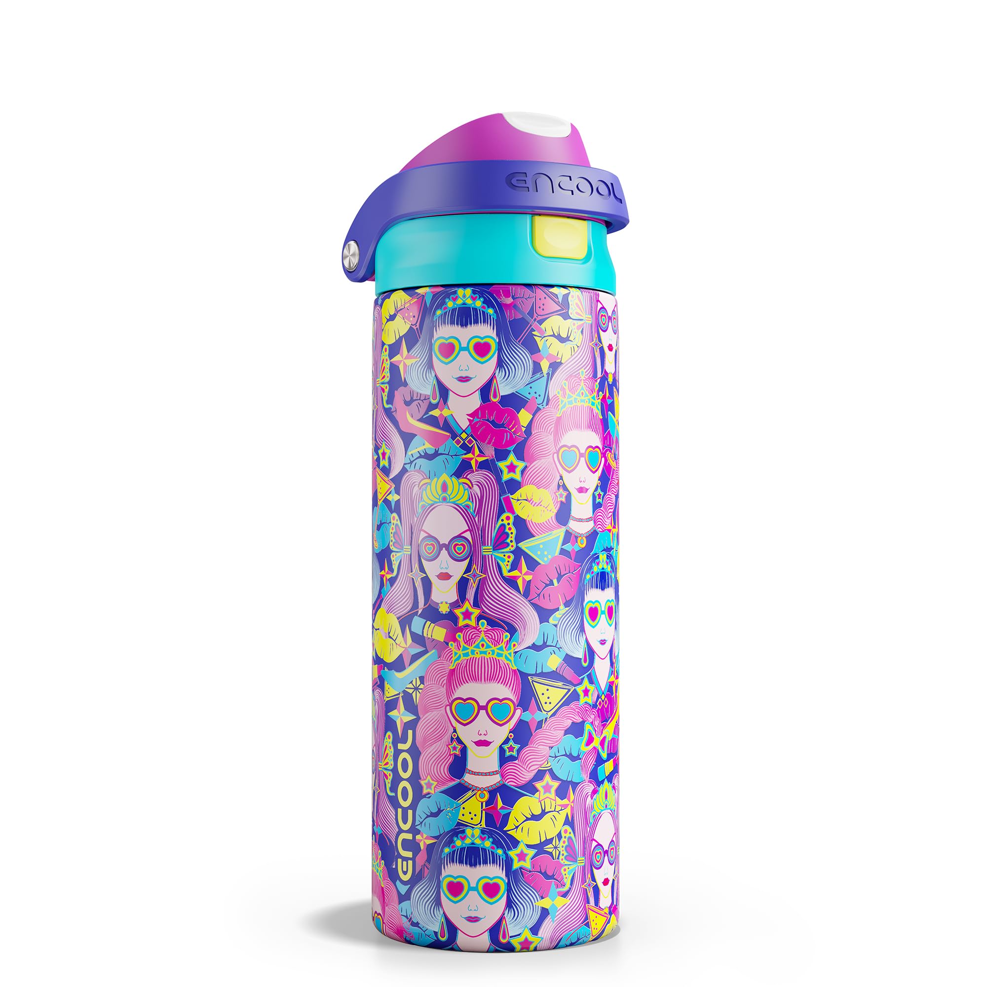 ENCOOL Leakproof Insulated Water Bottle with Straw Dual-Sip Water Bottle Bag-Safe Design for Work, Commute & Gym – Keeps Drinks Cold All Day, 24 oz, Powder Blue