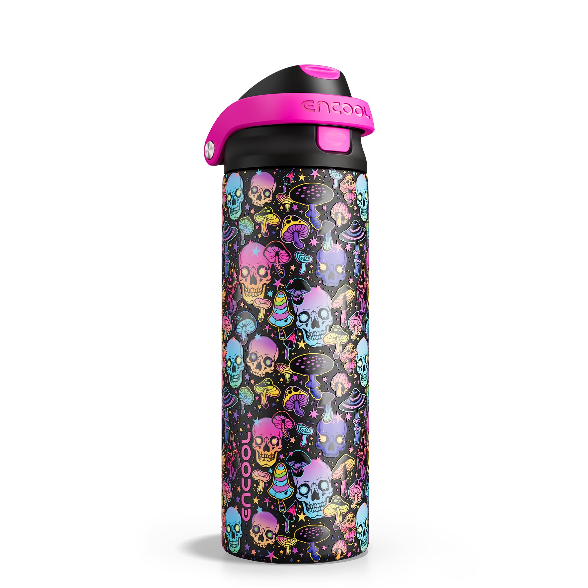 ENCOOL Leakproof Insulated Water Bottle with Straw Dual-Sip Water Bottle Bag-Safe Design for Work, Commute & Gym – Keeps Drinks Cold All Day, 24 oz, Powder Blue
