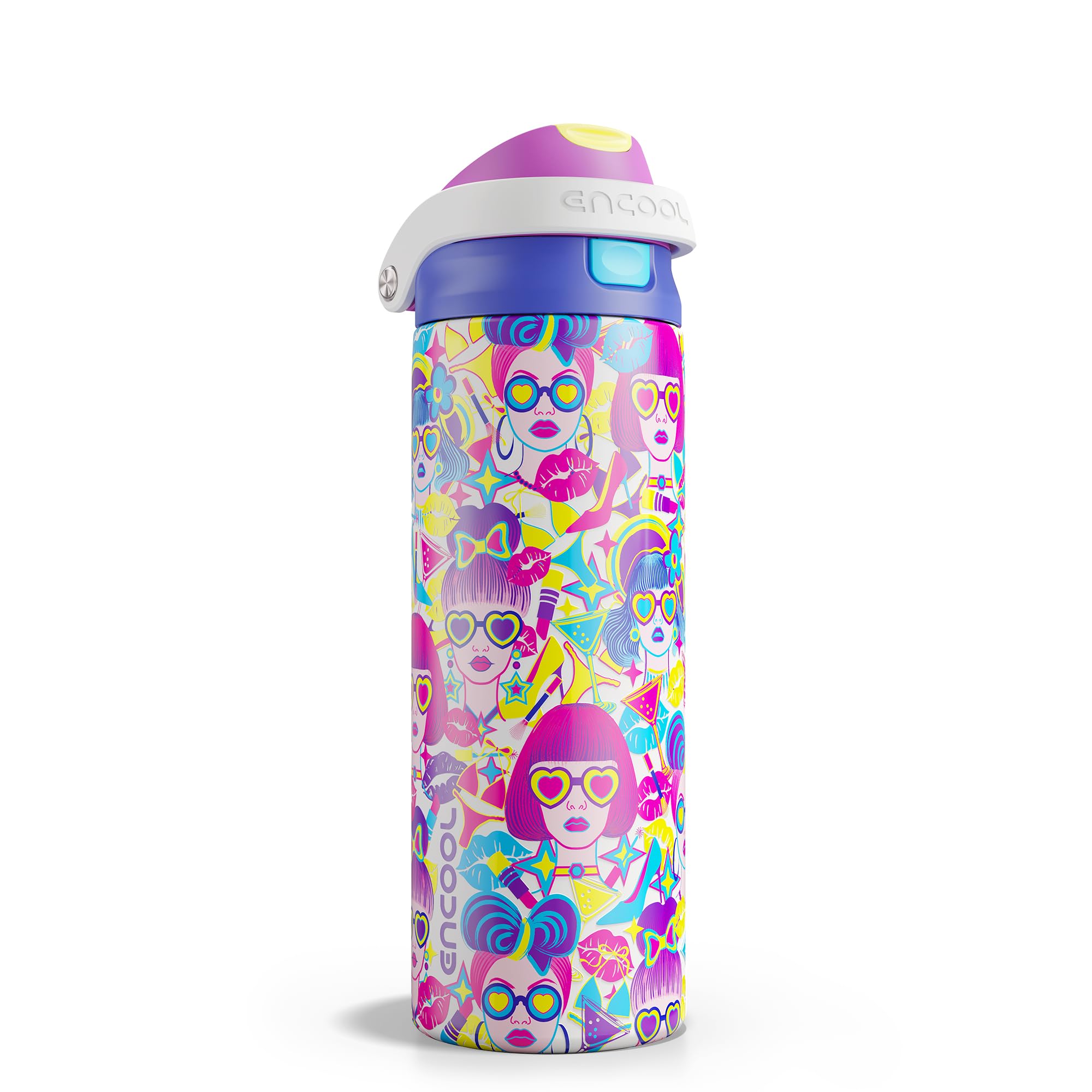 ENCOOL Leakproof Insulated Water Bottle with Straw Dual-Sip Water Bottle Bag-Safe Design for Work, Commute & Gym – Keeps Drinks Cold All Day, 24 oz, Powder Blue